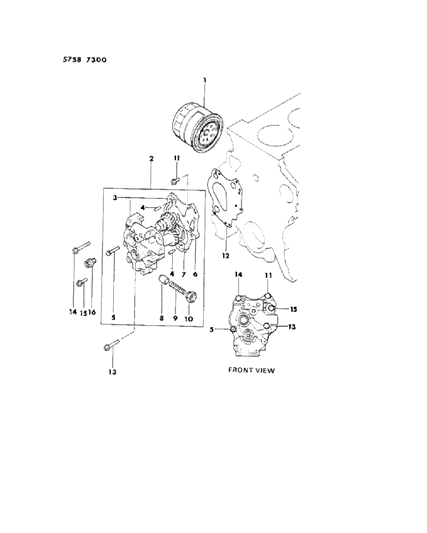 1985 Dodge Colt Oil Pump & Oil Filter Diagram 5