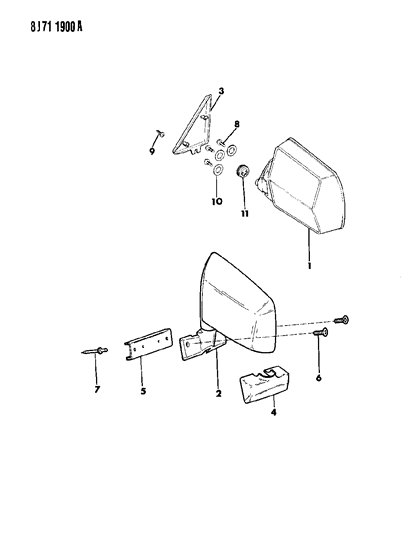 1989 Jeep Cherokee Mirror - Exterior Diagram 3