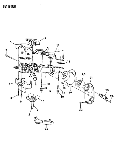 1992 Dodge Spirit Column, Steering, Upper And Lower Diagram