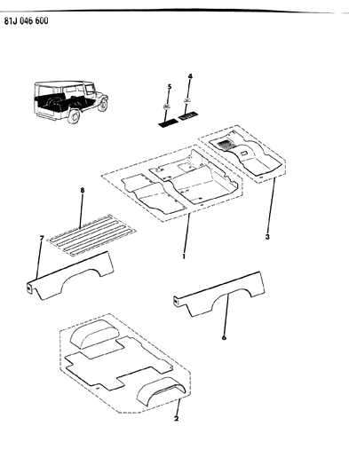 1984 Jeep Wrangler Carpets & Interior Trim Panels Diagram 1