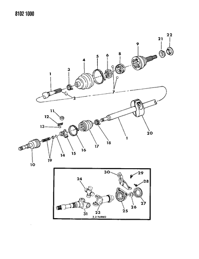 1988 Dodge Lancer Shaft - Front Drive Diagram 2