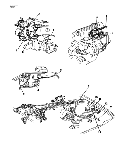 1985 Chrysler LeBaron GTS Wiring - Engine - Front End & Related Parts Diagram 1