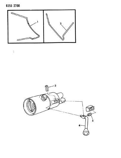 1986 Dodge Caravan Lever - Column Shift & Indicator Diagram