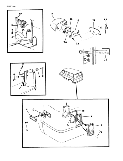 1985 Dodge Ram Wagon Lamp REFL & S/MARKER R Diagram for 4163110