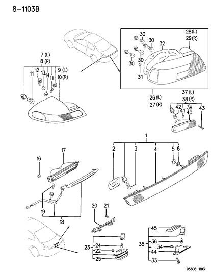 1995 Chrysler Sebring Lamp Pkg Combination Diagram for MR162897