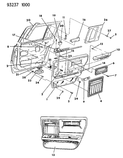 1993 Chrysler New Yorker Molding-Rear Door I/S Front (FLOCKED) Diagram for DF37JW8