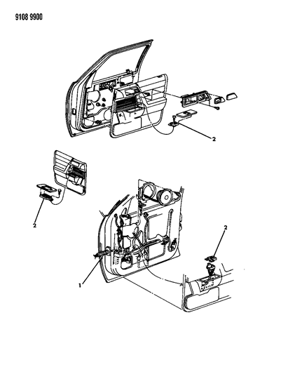 1989 Dodge Spirit Wiring & Switches - Front Door Diagram