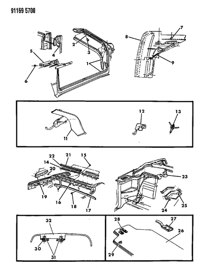 1991 Chrysler LeBaron Boot-F/TOP Diagram for WU19JD1