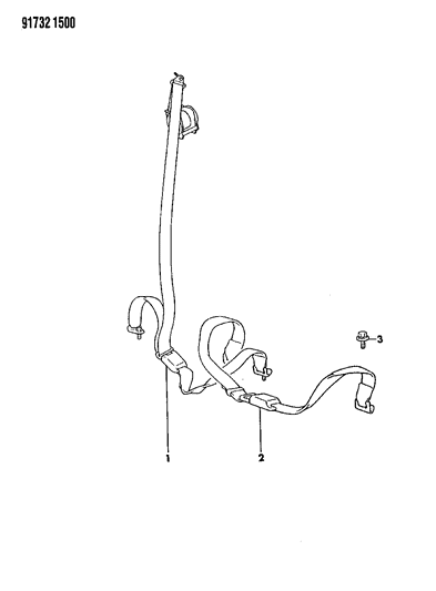 1991 Dodge Colt Seat Belts - Rear Diagram