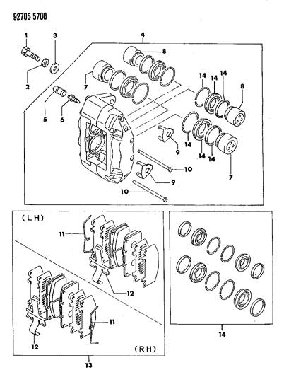 1993 Dodge Stealth Front Brakes Diagram 1