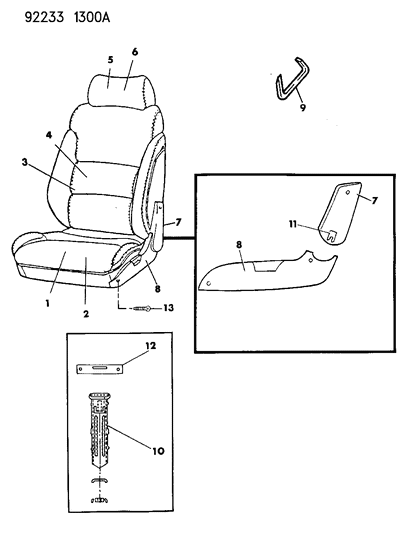 1992 Chrysler LeBaron GTC Front Seat Diagram 2