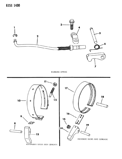 1986 Chrysler Town & Country Bands, Reverse & Kickdown With Parking Sprag Diagram