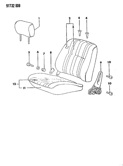 1991 Dodge Colt Front Seat - Left Diagram 2