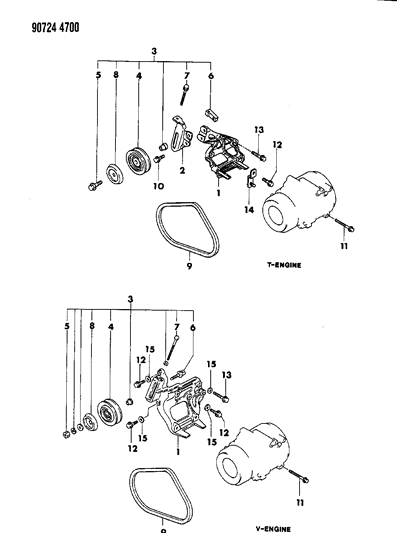 1990 Dodge Ram 50 Mounting - A/C Compressor Diagram