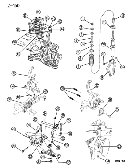 1995 Dodge Stratus Suspension - Front Diagram