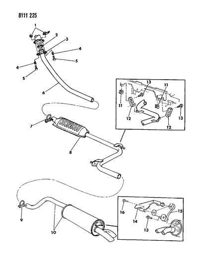 1988 Dodge Shadow Exhaust System Diagram 2