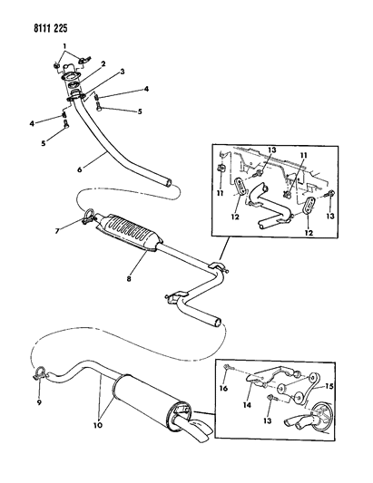 1988 Chrysler LeBaron Base Exhaust System Diagram 2