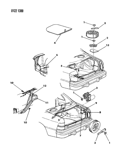 1988 Chrysler LeBaron Jack & Spare Tire Storage Diagram