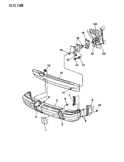 1986 Chrysler LeBaron Bumper, Front Diagram