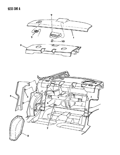 1989 Chrysler LeBaron Shelf Panel And Related Parts Diagram