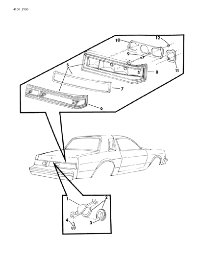1984 Dodge Diplomat Lamps & Wiring - Rear Diagram