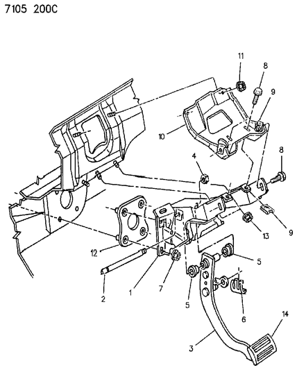 1987 Dodge Shadow Brake Pedal Diagram