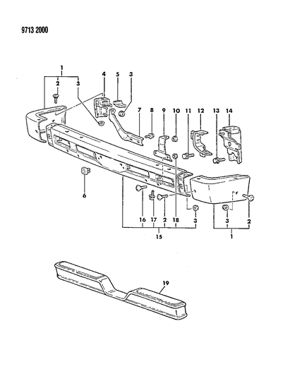 1989 Dodge Ram 50 Bumper, Front And Rear Diagram