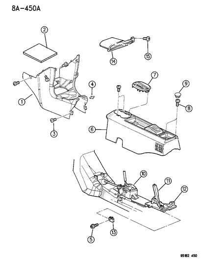 1995 Chrysler Cirrus Console, Floor Diagram