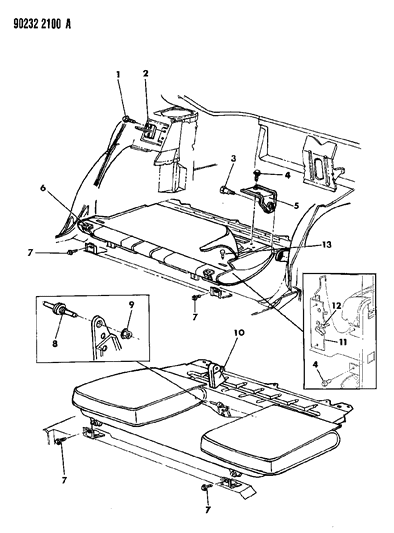 1990 Dodge Shadow Rear Fold Down Seat Diagram