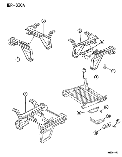 1995 Dodge Ram 2500 Adjusters - Split Bench Seat Diagram