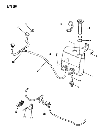 1987 Jeep Cherokee Washer, Windshield And Rear Glass Diagram