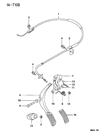 1995 Dodge Avenger Cable-Throttle Control Diagram for MB910570