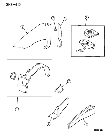 1996 Dodge Caravan Front Fender & Shield Diagram