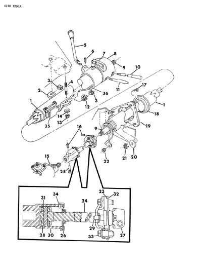 1984 Dodge Ramcharger Column, Steering, Tilt Upper & Lower Diagram