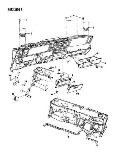 1989 Dodge Aries Instrument Panel Glovebox, Speakers & Controls Diagram
