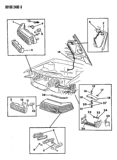 1990 Chrysler TC Maserati Lamps - Front Diagram