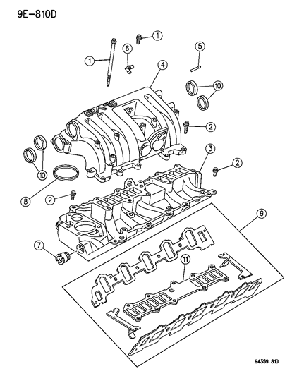 1994 Dodge Ram 2500 Manifolds - Intake & Exhaust Diagram 5