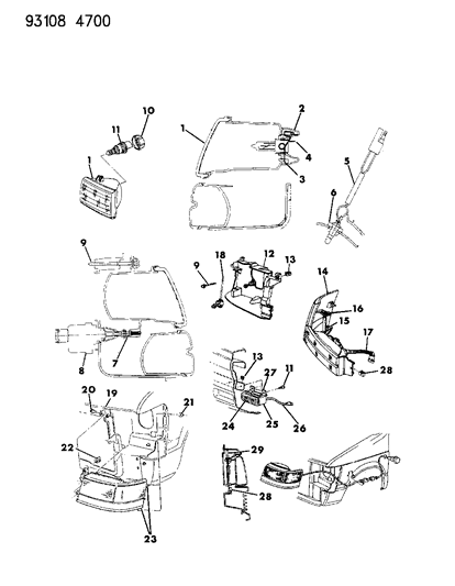 1993 Chrysler Town & Country Lamps - Front Diagram