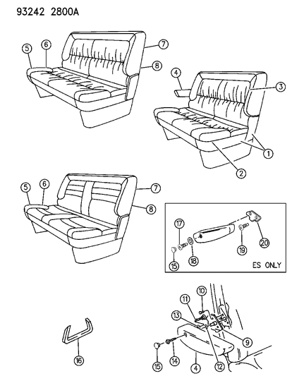 1993 Chrysler Town & Country Rear Seat Diagram 3