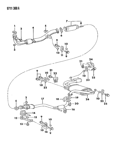 1989 Dodge Colt Exhaust System Diagram 1