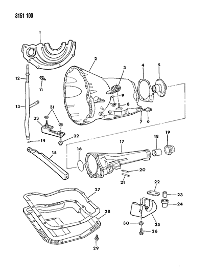 1988 Dodge Diplomat Transmission With Case & Extension Diagram