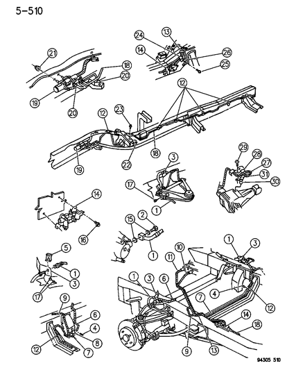 1994 Dodge Dakota Lines & Hoses - Brake Diagram 2