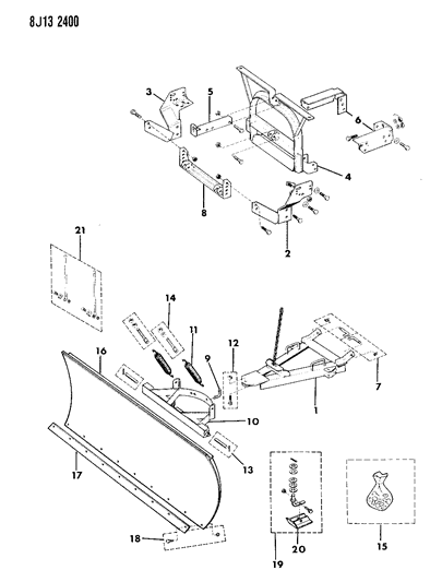 1987 Jeep J20 Snow Plow Moldboard & Mounting Diagram