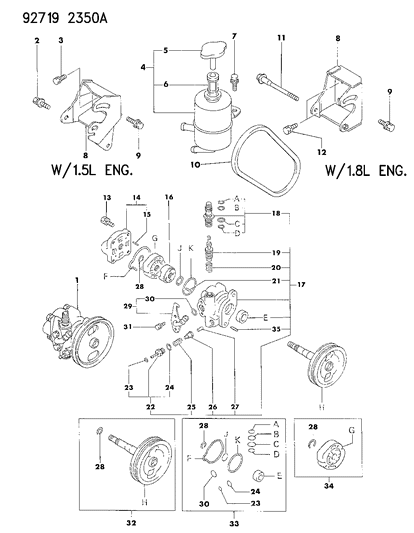 1993 Dodge Colt Bolt Diagram for MB815097