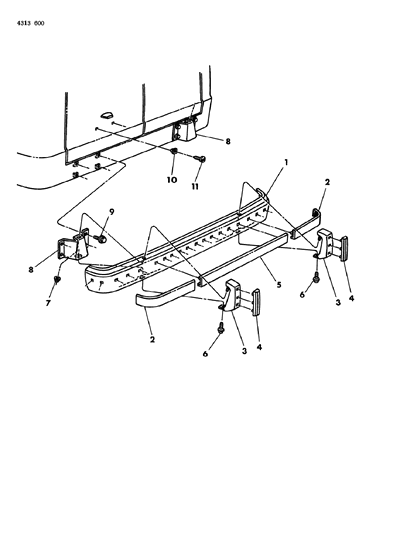 1984 Dodge Ram Van Bumper Rear Diagram 2