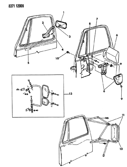 1989 Dodge W350 Mirror - Exterior Diagram