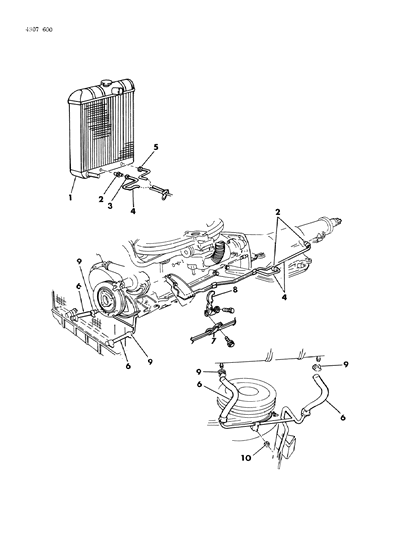 1985 Dodge D350 Transmission Oil Cooler & Lines Diagram