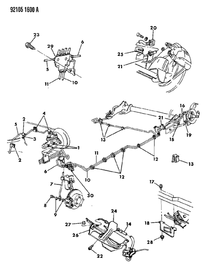 1992 Dodge Spirit Lines & Hoses, Brake Diagram 1