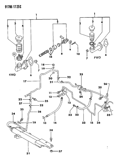 1991 Dodge Stealth Clutch Master Cylinder Diagram
