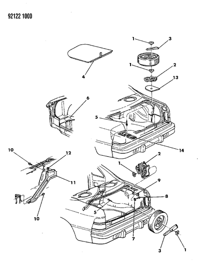 1992 Chrysler LeBaron GTC Jack & Spare Tire Stowage Diagram 1